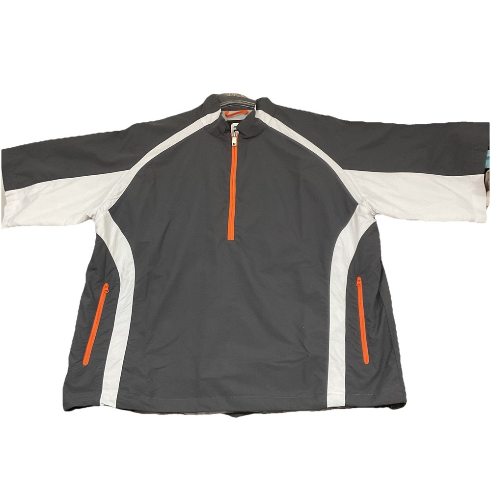 Foot Joy Golf Wind Shirt Jacket Mens L Quarter Zip Pullover Gray Black